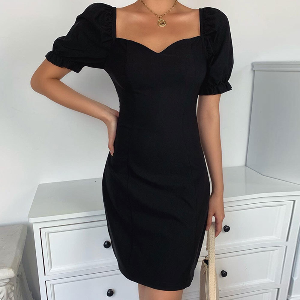 

2021 New Elegant Summer Sleeve v Neck Mini French Vintage a Line Sexy Evening Party Office Lady Cloth Tuzj, Light blue