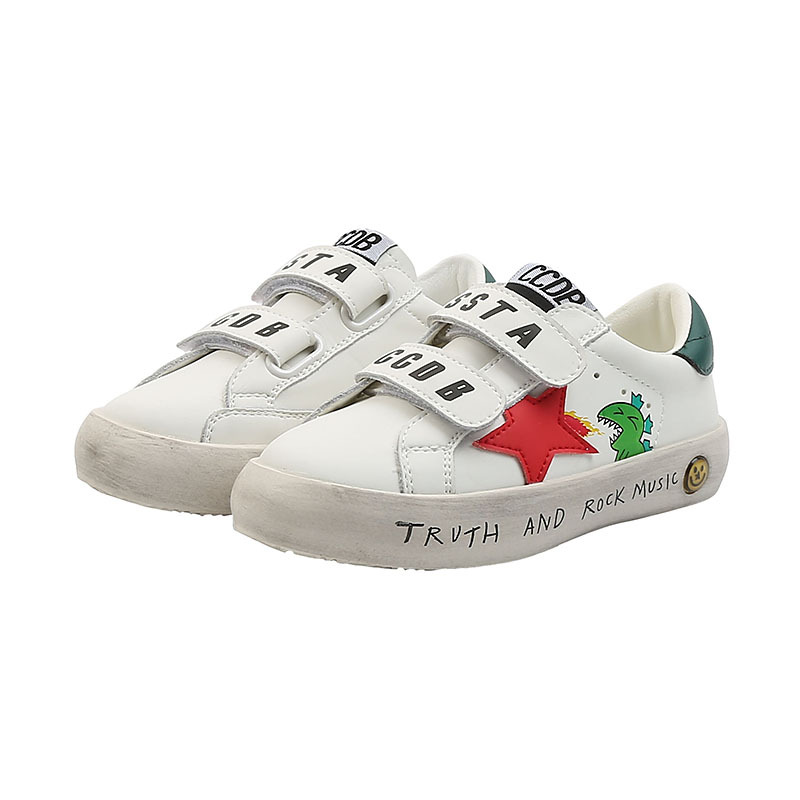 

Small dinosaur children' board shoes 2021 spring new children' shoes wholesale Korean letter star shoes boys and girls casual, Black;grey