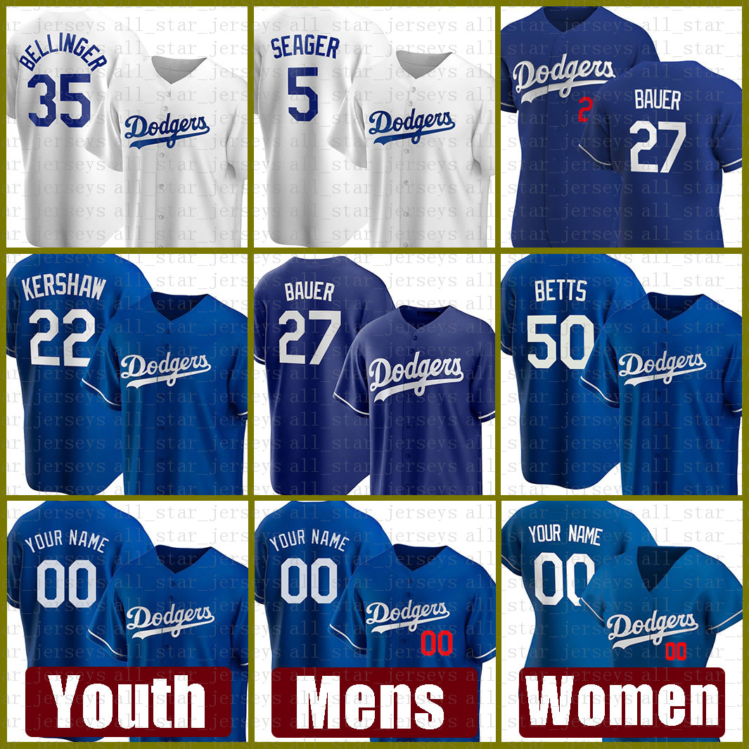 

Los Mens Angeles Women Dodgers Youth Baseball Jersey 27 Trevor Bauer 35 Cody Bellinger 50 Mookie Betts 22 Clayton Kershaw 3 Chris Taylor, Blue;black
