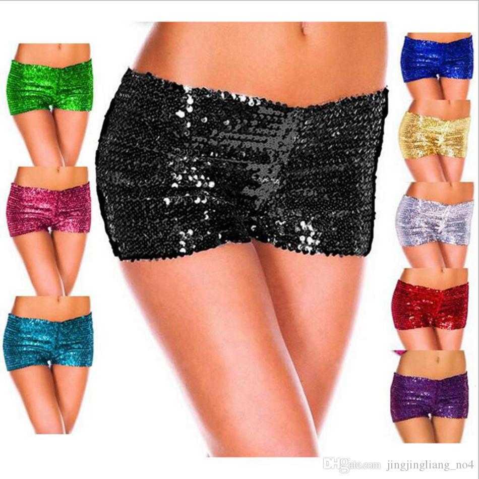 Sequins Shorts Casual Summer Leggings Women Elastic Dance Tights Slim Safety Pants Sexy Breeches Clubwear Women
