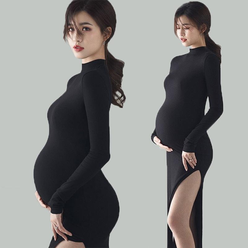 

Maternity Dresses Black Pography Props Split Side Long Pregnancy Clothes Po Shoot For Pregnant Women Dress 2022, White