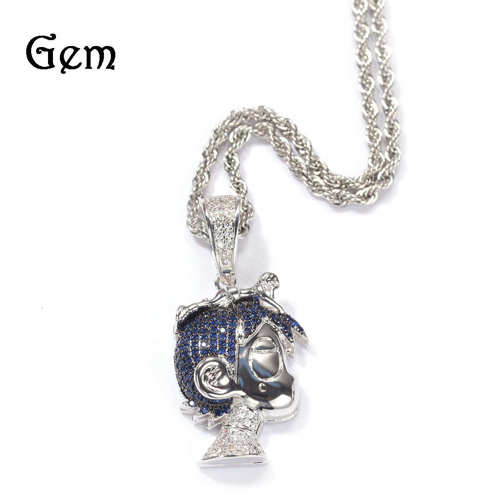 

Hip hop gummy jewelry copper inlaid color zirconium cartoon little boy Pendant Necklace trendy men's and women's Fashion Pendant