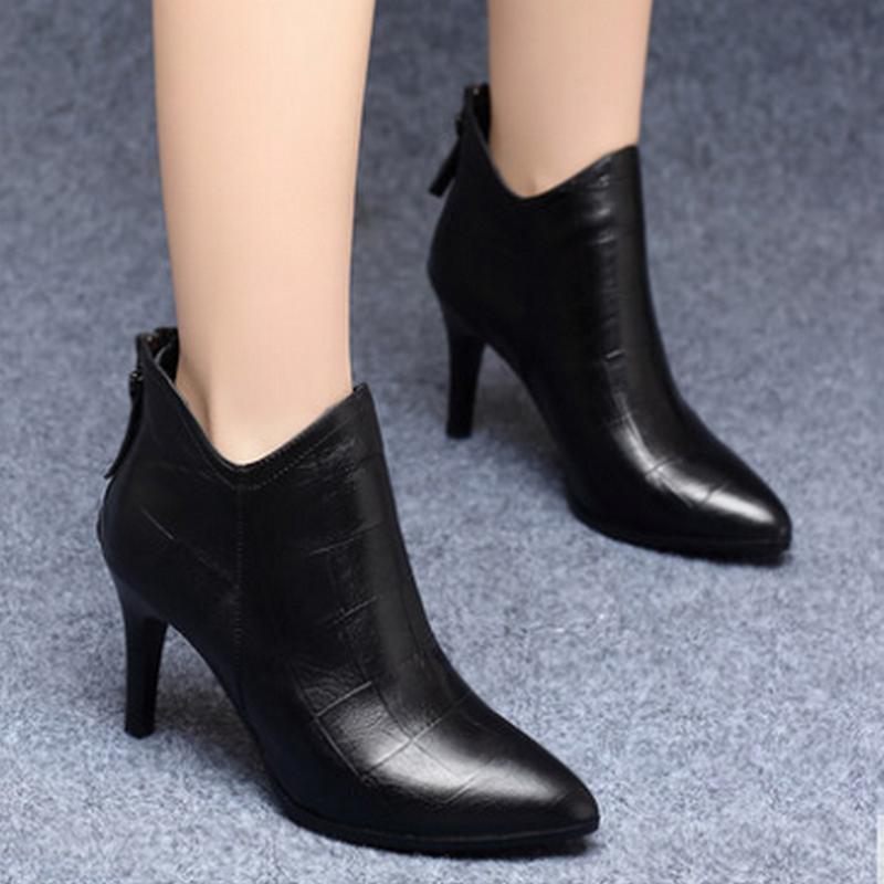 

Boots Plus Size 35-51 Nice Europe Style Ankle Women Autumn Formal Dress Black Shoes Woman High Heels Sexy Ladies Zipper Boot