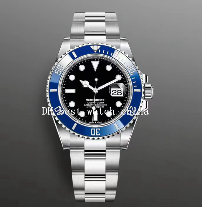 

New 2021 men's blue bezel black dial watch ceramic frame stainless steel watches 40 mm 126619 automatic mechanical 316 gift