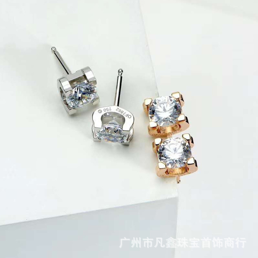 

HBP Single diamond horn Earrings women's 925 Sterling Silver High Carbon Diamond