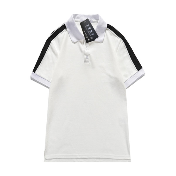 

2021polo Spring 100% Cotton Print Black White Shirt Men Slim Polo shirt Male Brand t shirt Clothes designers Patchwork stripe, White;black