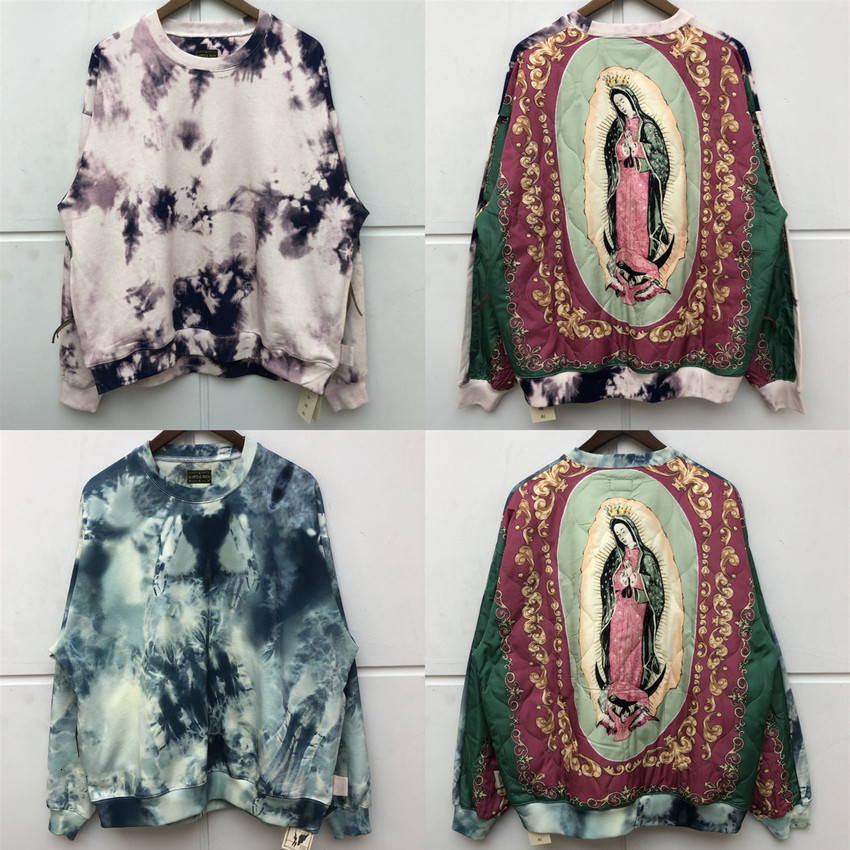 

2021 New Tie-dyed Spliced Vintage Kapital Sweatshirts Men Women Cotton Crewneck Pullovers Autumn Winter Hoodie Harajuku Bzvz