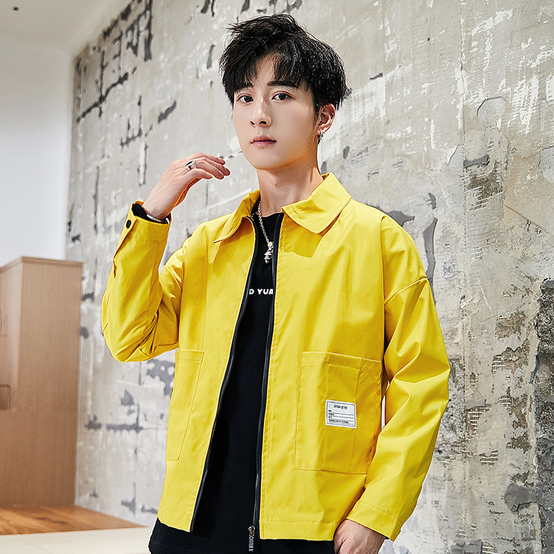 

2021 New Cotton Solid Denim Spring Autumn Casual Slim Fit Jackets Men Jean Jacket Mens Outwear Male Cowboy Dl0w, Yellow