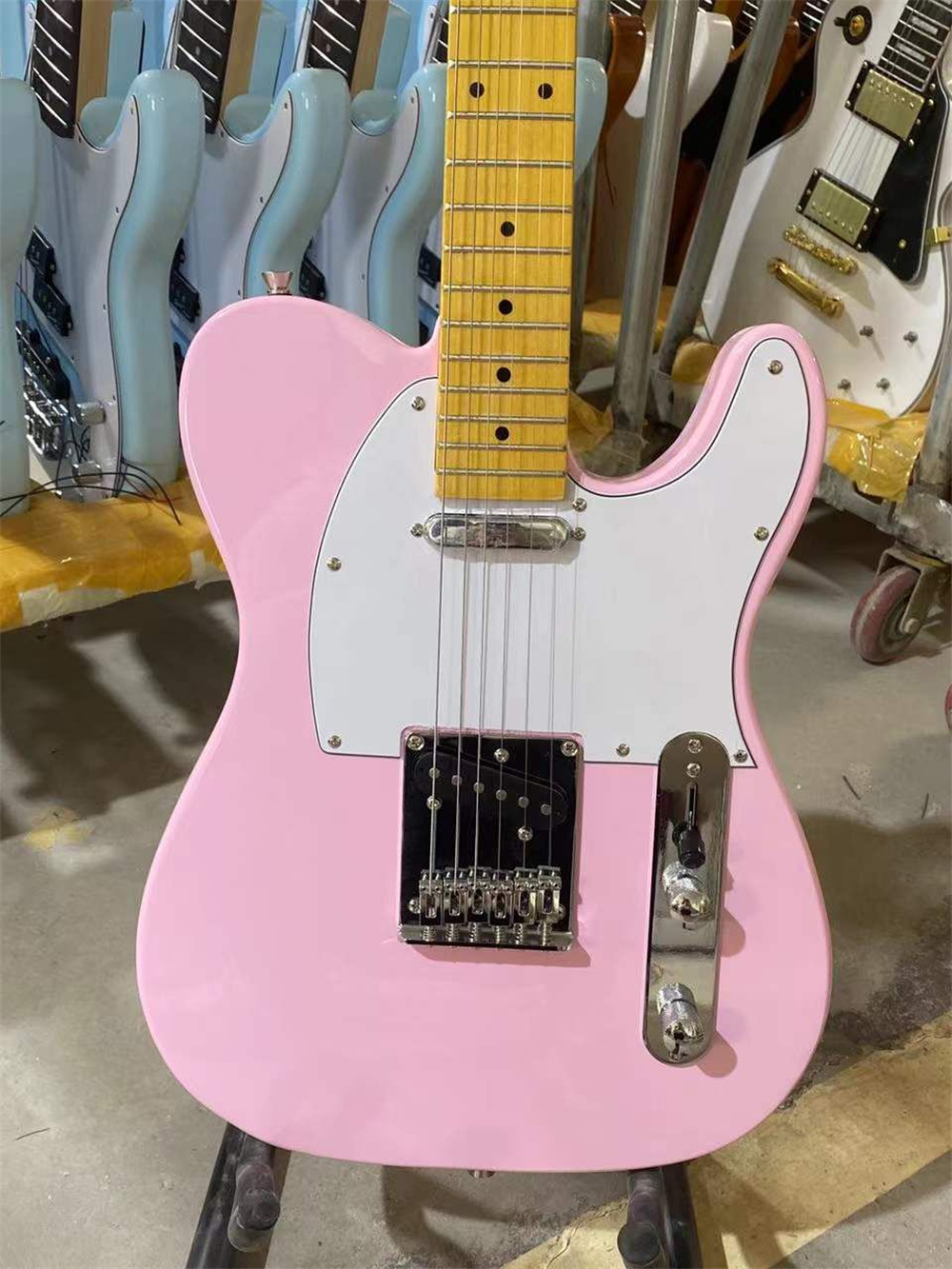 

Tele Electric Guitar Version Pink Color Maple Fingerboard Chrome Hardware High Quality Guitars Guitarra