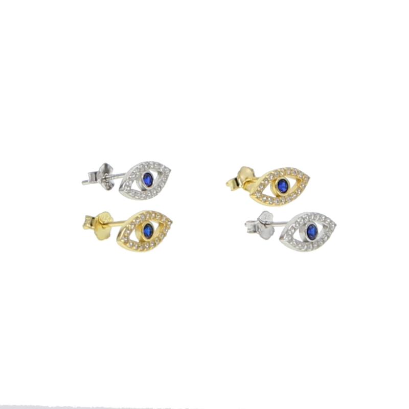 

Stud Real 925 Sterling Silver Factory Drop Fine Turkish Jewelry Evil Eye Studs Micro Pave Cz Bling Earrings