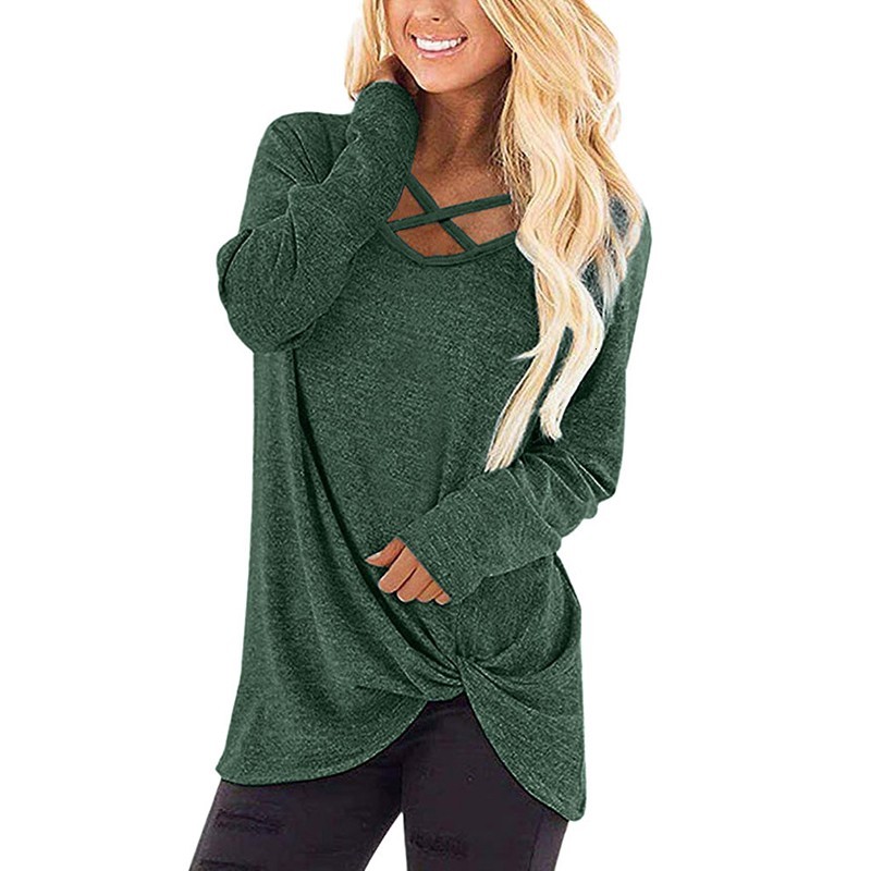 

2021 New Autumn for Women Clothes V-neck Long Sleeve Casual Fashion Plus Size t Shirts Tops Ladies Tee Shirt Femme W8r2, Brick red-5