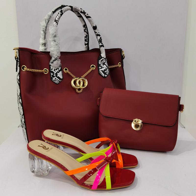 

Dress Shoes Italian Office Lady And Bag Set In Wine Color Slippers African Ladies Matching With River For Wedding Party, Black