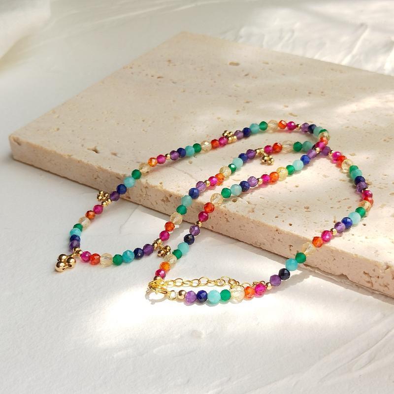 

Chains Lii Ji 3mm Rainbow Stone Sparkling Necklace 14K Gold Filled Jewelry 38+5cm For Women Gift