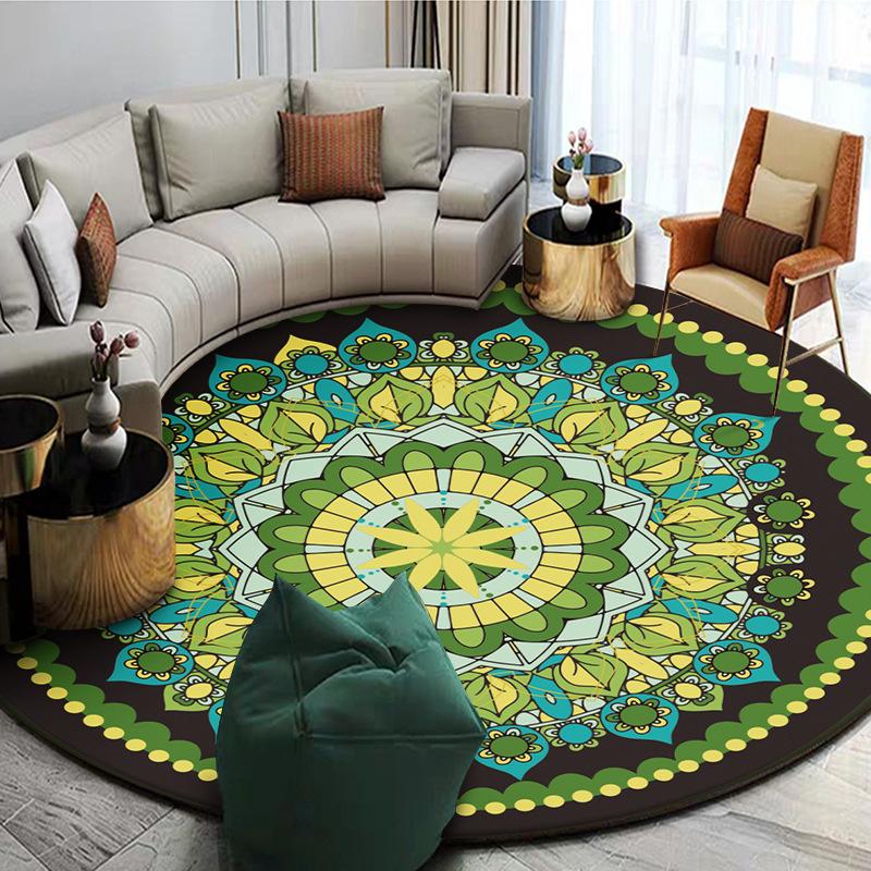 

Carpets Round Mandala Carpet El Home Decoration Ethnic Style Bedroom Floor Mat Living Room Rugs Revetement Sol, Datura circle-3