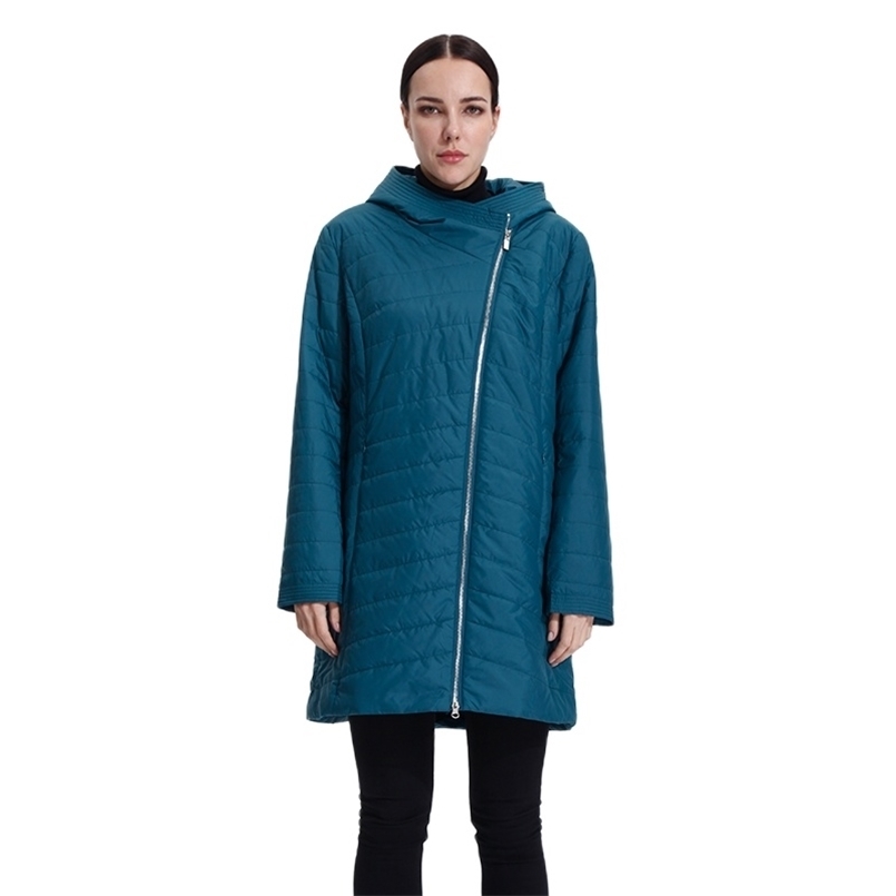 Warm Women Down Jacket Hood Office Lady Parka Quilted Coat High Quality Thin Cotton Clothes Lightweight Windproof Fit18-305 210819