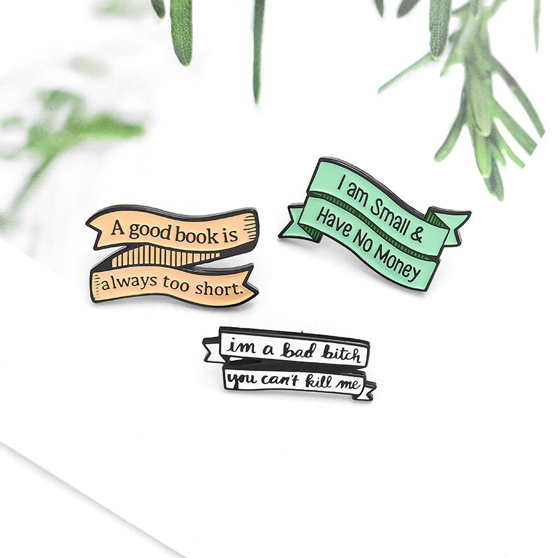 

Pins, Brooches HAVE NO MONEY Enamel Pins Bad Bxch Good Book Word Banner Brooch Clothes Lapel Backpack Pin Badge Jewelry Gift For Friends, Gray