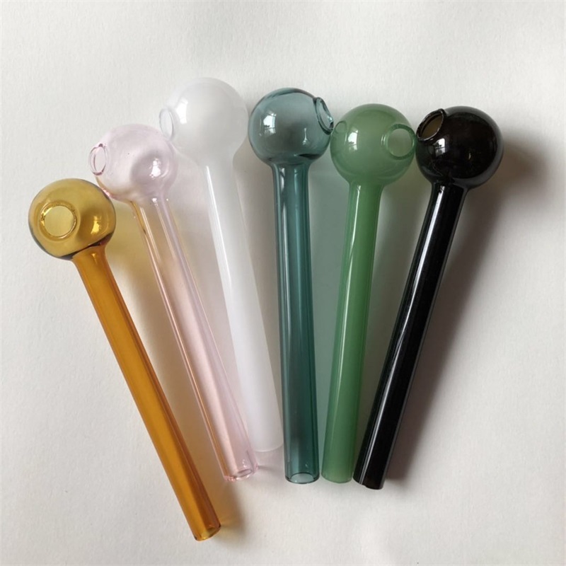 

QBsomk 10cm Cheapest Colorful Pyrex Glass Oil Burner Pipe glass tube smoking pipes tobcco herb glass oil nails 396 R2