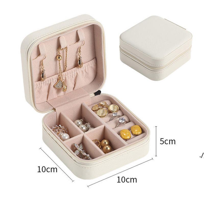 Round Portable Jewelry Box Organizer Display Storage Case For Rings Earrings MP