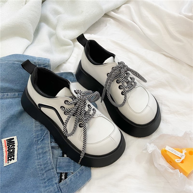 

White Thick Japanese Bottom Retro Round Head British Style Jk Uniform Girly Spring Lolita Running Shoes Ay9m, Beige