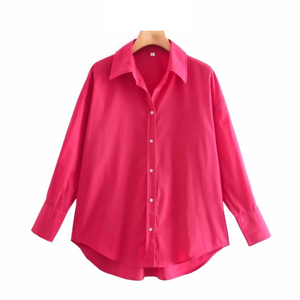 

Women Fashion Loose Asymmetry Poplin Blouses Vintage Long Sleeve Button-up Female Shirts Blusas Chic Tops, Yellow