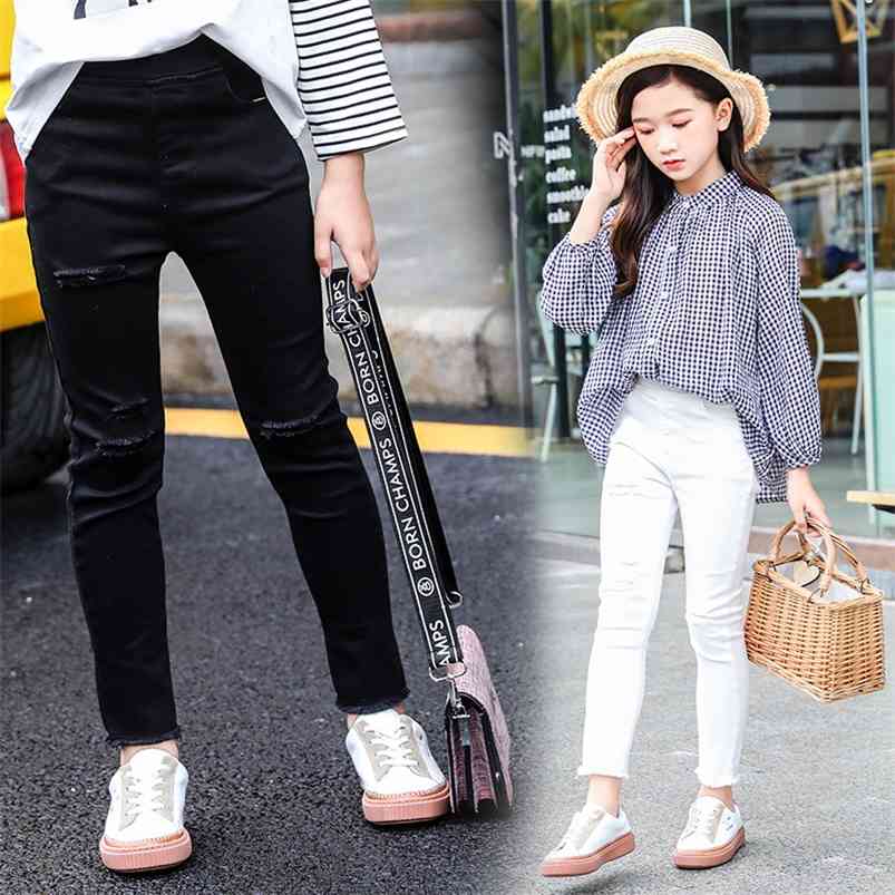 

Kids Pants Casual Clothing Cotton Hole Solid Trousers Children Boys Spring 210629, White