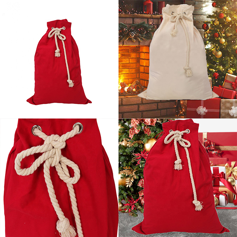 Merry Christmas Sack Santa Claus Candy Gift Bag Red Drawstring Sacks Festival Party Supplies Happy New Year-image-729073125