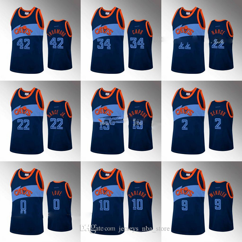 

Cleveland Cavaliers Men Larry Nance Jr. Collin Sexton Kevin Love Darius Garland Blue NBA Team Heritage Custom Basketball Jersey, Black;red