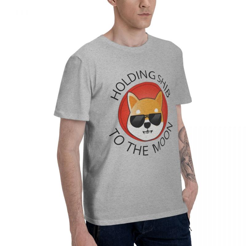 

Men' T-Shirts Promo Anime Shib Coin Shiba Inu Crypto To The Moon Humor T-shirt Basic Short Sleeve Men Set Top Quality Tees Tops, Black