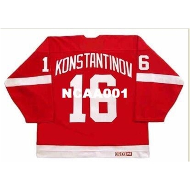 

668 #16 VLADIMIR KONSTANTINOV Detroit Red Wings Vintage Retro Hockey Jersey or custom any name or number retro Jersey, Black