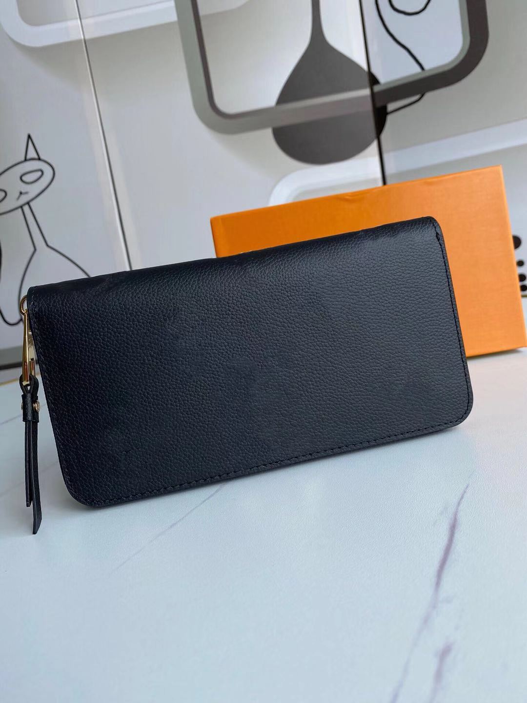 

EMPREINTE LEATHER ZIPPY COIN PURSE Long Wallets M69794 Womens Floral Compact Zip Around Wallet Card Holder Case Mini Pochette Accessoires Key Pouch, Black