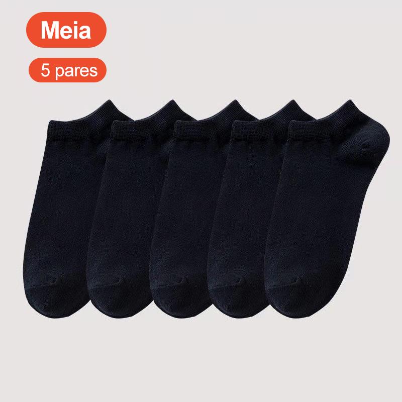 

Men's Socks 5 Pairs Men Cute Invisible Summer Cotton Breathable Deodorant Solid Color All Low Cut Boat, Black
