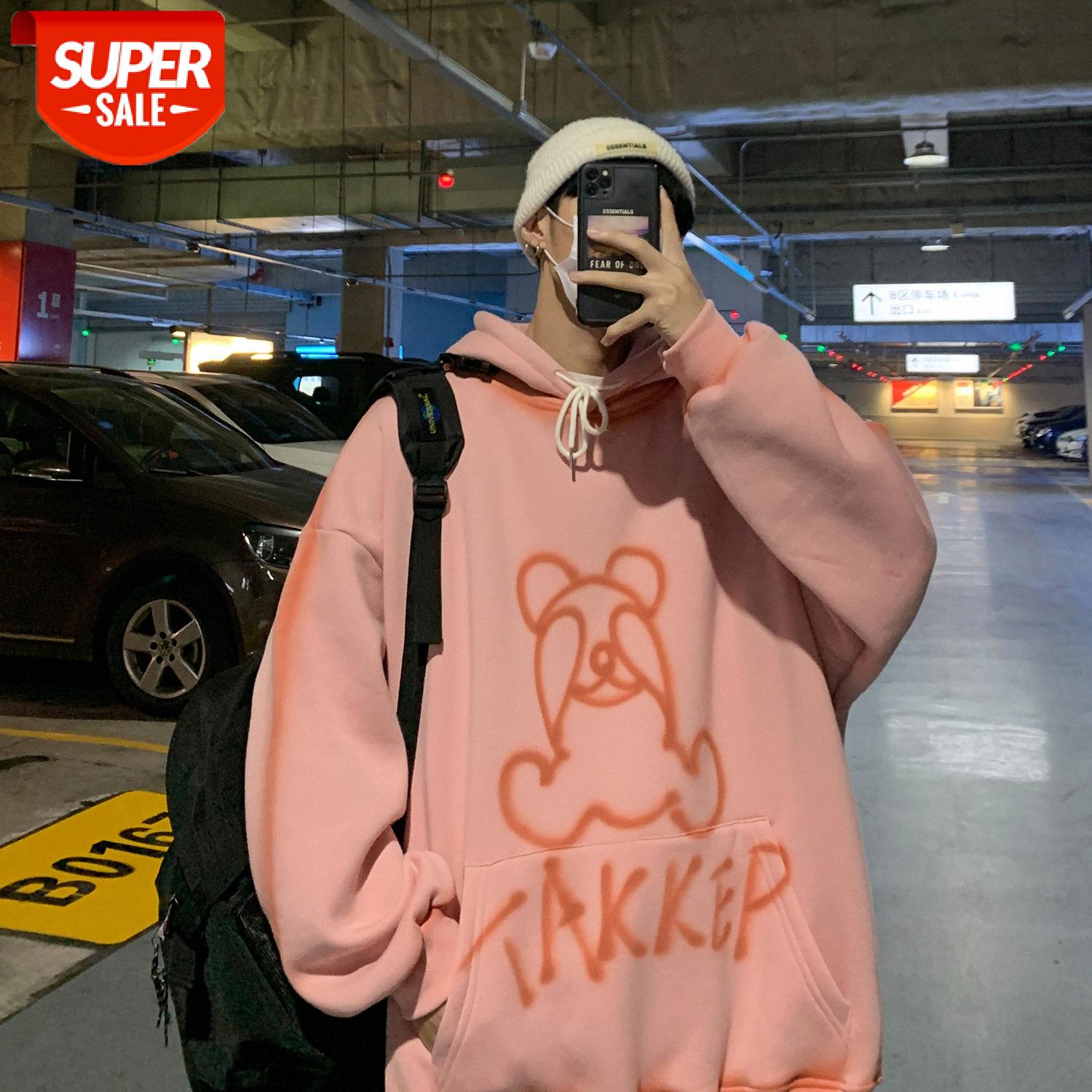 

INTFEDAY neutral bf men and women personality graffiti hooded sweater Hong Kong style net red flow hoodie #UB5G, Black