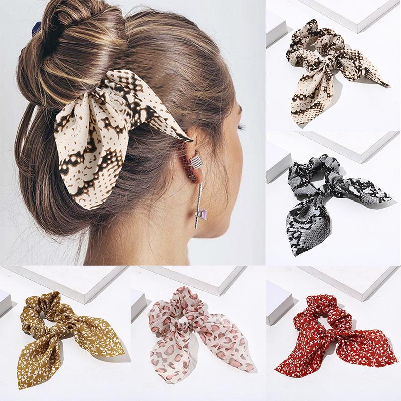 

Hair Clips & Barrettes European And American Style Foreign Trade Fashion Leopard Print Ribbon Ring Square Scarf Elastic Lead Rope Jewelry