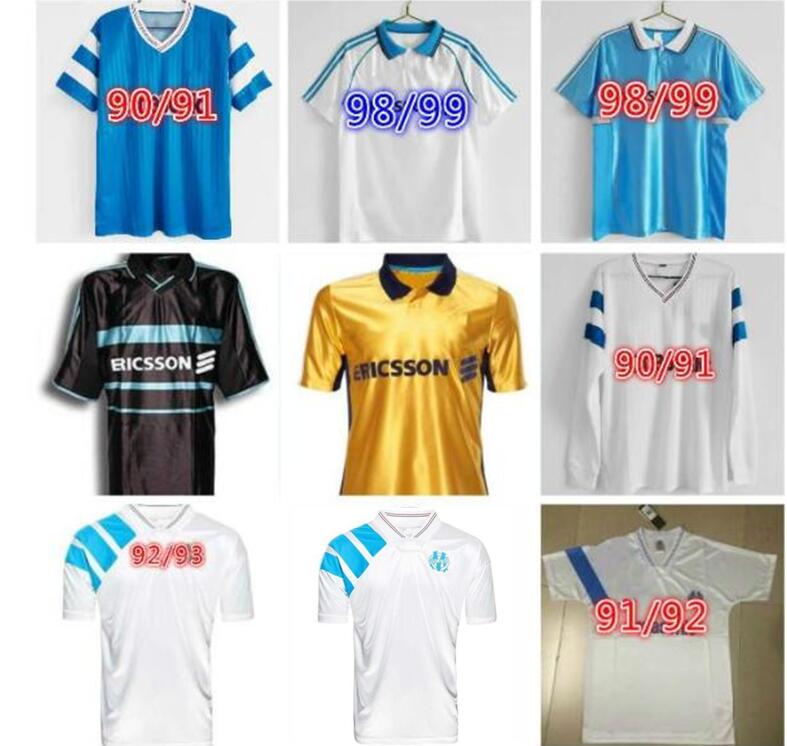 

Pre-Sell Retro Olympique de Marseille Soccer Jerseys 1990 1991 1992 1993 1998 Papin Boli Waddle Pelé Kit Classic Football Shirt