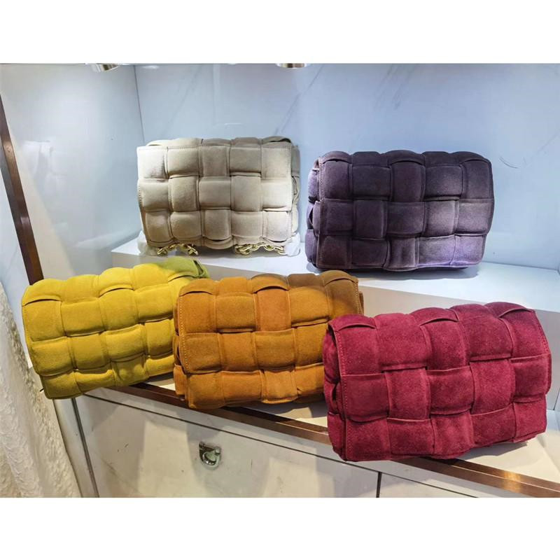 

Classic Fashion Women Evening Bags Thick Metal Chain Frosted Suede Bag Woven Cross-body ShoulderBag PillowBag Tote Lady Chains Starp Handbag
