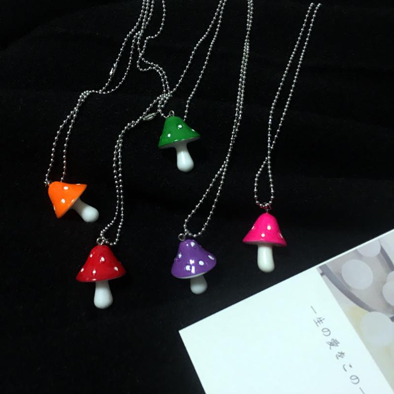 Chains Fashion Mushroom Pendant Necklace Resin Cartoon Imitation For Women Men Jewelry Gift Colorful Simple Cute Charm Necklaces-image-708327656