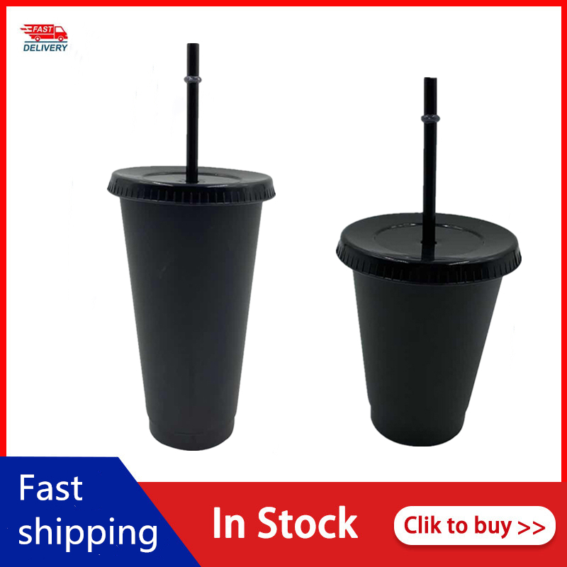 

5.473Ml/700Ml Black reusable plastic bottles Water Cold Cup with lid and straw Magic Tumbler personalized 0630