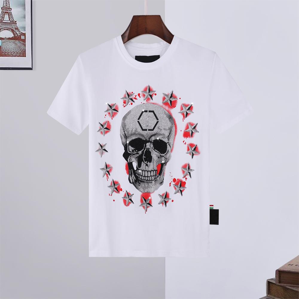 

21SS Men Women Designer T Shirts Luxury philipp plain men monc Shirt super Hoodies coats Spring Short Sleeve skull Diamond Tops bags 11, White;black