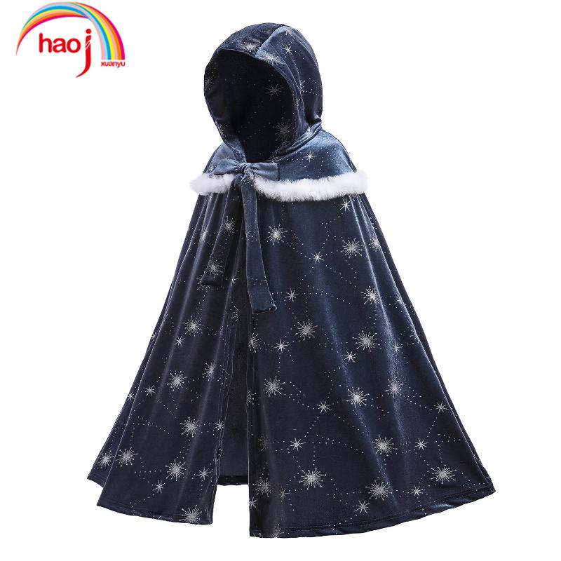

Jackets Winter Long Cape Girls Warm Robe Hooded Cloak Jacket Windproof Poncho Coat Costume, Blue;gray