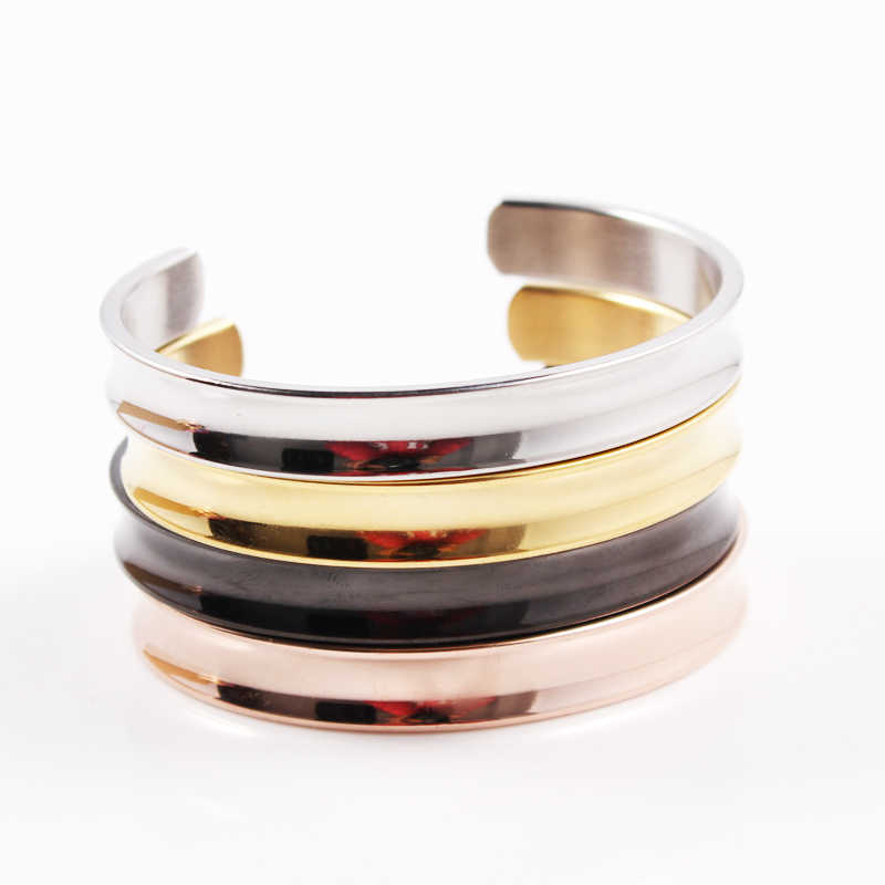 

Rose Gold Color Silver Color Open Cuff Bangles for Women Men Jewelry Black Bracelets Hand Accessories Adjustable Q0719