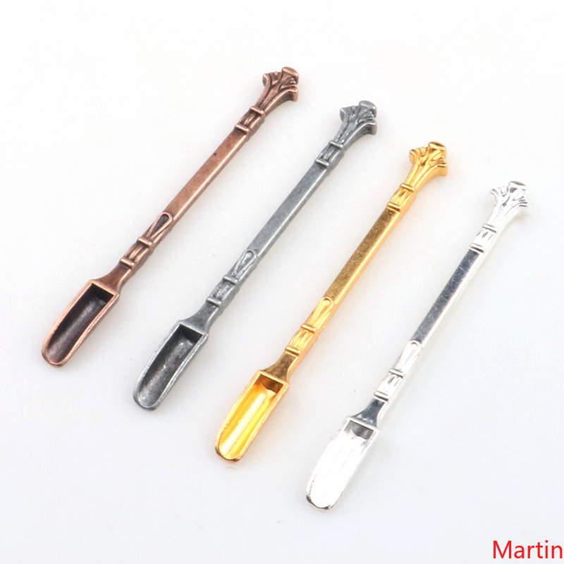 

Dabber Wax Tool Dry Herb Vaporizer Gold Silver 4Colors 80mm Tool Rigs Metal Spoon Used for Sniffer Snorter HOOVER Snuff Smoking