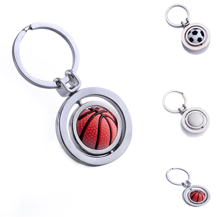 

Men metal Keychain Pendant Rotate Golf basketball football Car Key Chain Ring Holder Jewelry ps1128 255 T2, Silver