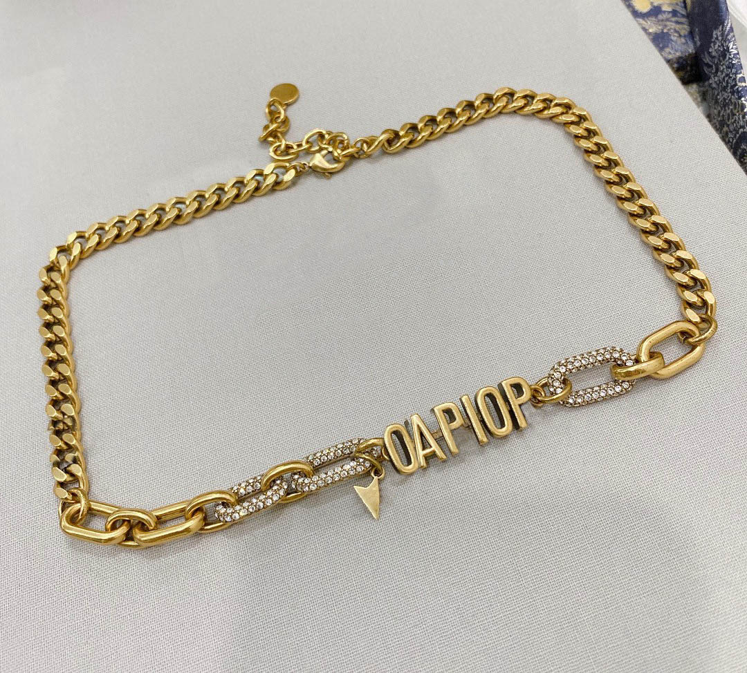 

Fashion initial iced out pendant choker necklace bijoux chains for lady womens Party Wedding Lovers gift jewelry With BOX