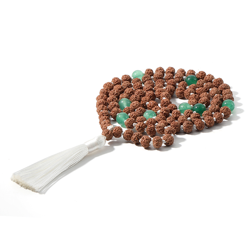 

Pendant Necklaces Long Rudraksha Necklace Semi-Precious Stones For Women Men With 108 Mala Beaded Femmel Buddhist Prayer Meditation White Ta