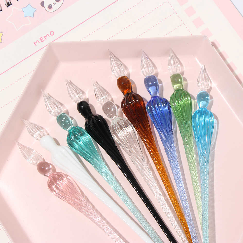 

Handmade Glass Lampwork 1pcs with 3d Flower Inside Crystal Penholder Plunging Calligraphy Pen Filling Ink Fountain Pens