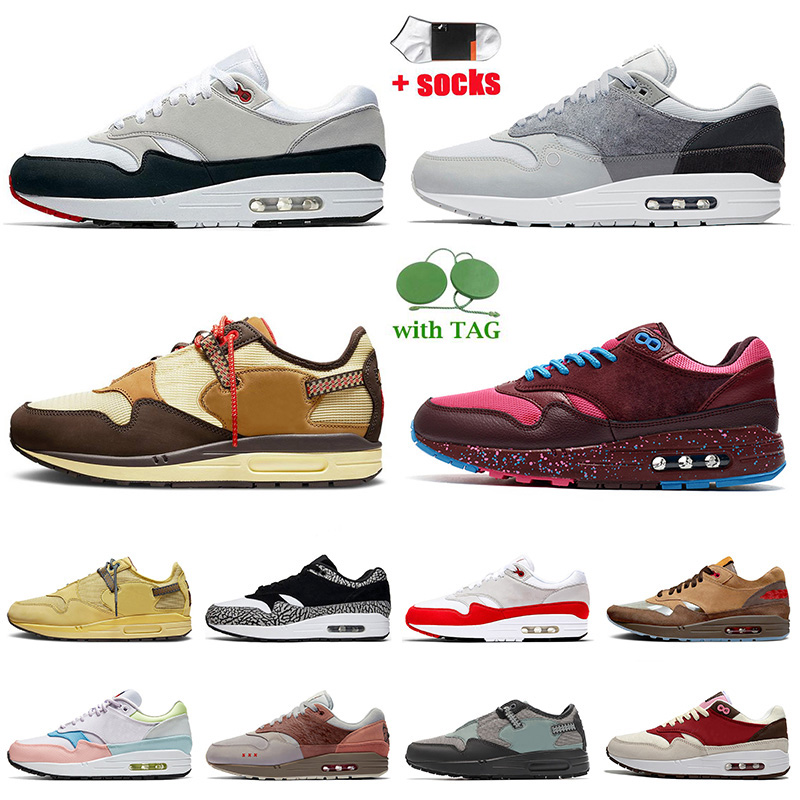 

High Quality 1 Running Shoes Mens Women 87 Cushion Sneakers Obsidian Amsterdam London White Black Baroque Brown Saturn Gold Cactus Jack Designer Trainers, B43 og anniversary 36-40