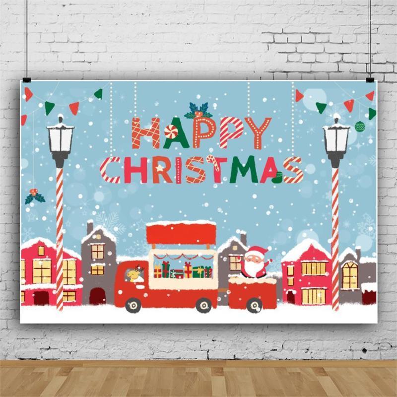 

Party Decoration Merry Christmas Decor Backdrop Cute Santa Truck Background Borns Pography Xmas Year Family PoBooth