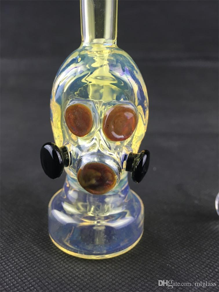 

Mini science fiction robot gas mask glass hookah recovery bubbler 10mm quartz bong