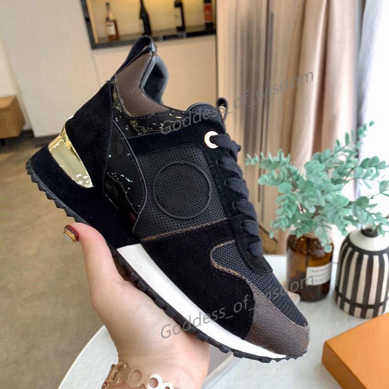 

Men's Women Rockrunner sneakers leather casual shoes Footwear Flats Dress Shoe Sports Tennis Printing with Box, Black