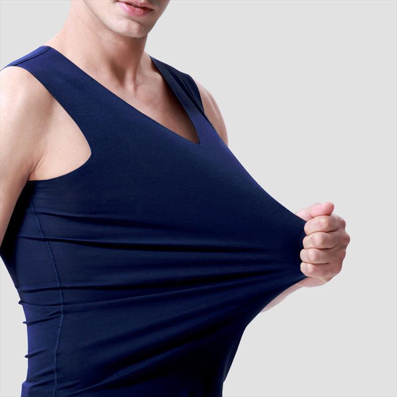 

men solid color sleeveless tank seamless underwear clothing close fitting broad shoulder v neck vest comfortable undershirt, White;black